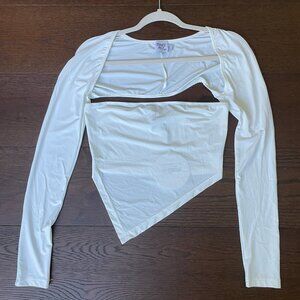 Princess Polly White Asymmetrical Tube Top With Shawl